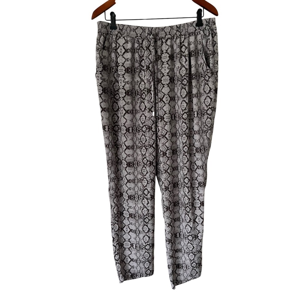 Jennifer Lopez Womens Gray Snake Print Drawstring Jogger Pants Sz L Animal Print